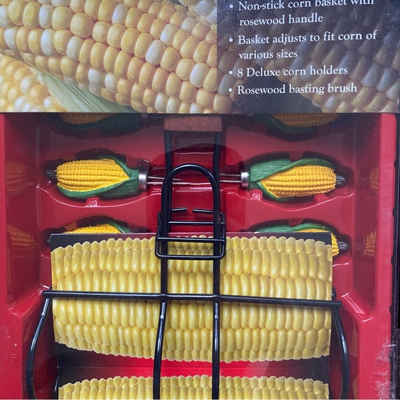 Gourmet corn grilling set with corn basket, corn holders, basting brush - Picture 2 of 9